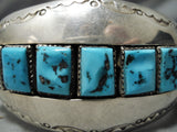 Rare Vintage Native American Navajo Wil Wauneka Sterling Silver Turquoise Bracelet Cuff-Nativo Arts