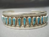 Native American Rare Blue Diamond Teardrop Turquoise Sterling Silver Bracelet-Nativo Arts