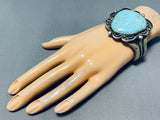 Heavy 90 Gram Native American Navajo Old Turquoise Sterling Silver Bracelet-Nativo Arts