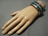 Native American Opulent Vintage Zuni Ihss Dmy Turquoise Sterling Silver Bracelet Old-Nativo Arts
