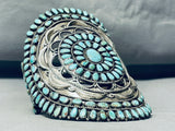 Native American One Of The Best Vintage Navajo Turquoise Sterling Silver Cluster Bracelet-Nativo Arts