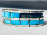 Native American 6-1/2 Wrist Vintage Navajo Turquoise Inlay Sterling Silver Bracelet Cuff Old-Nativo Arts