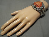 Incredible Vintage Navajo Heart Shell Sterling Silver Native American Bracelet-Nativo Arts