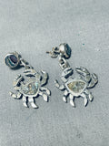 Crab Vintage Southwest Sterling Silver Pearl Inlay Earrings-Nativo Arts
