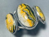 Towering Native American Navajo Honeybee Jasper Sterling Silver Bracelet Signed-Nativo Arts