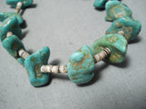 Native American Striking Vintage Santo Domingo Royston Turquoise Heishi Sterling Silver Necklace-Nativo Arts
