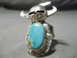 Striking Vintage Native American Navajo Old Kingman Sterling Silver Kachina Ring-Nativo Arts