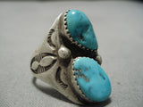 Rare Turquoise!! Vintage Navajo Persin Sterling Silver Native American Ring-Nativo Arts