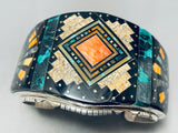Best 7-1/2' Wrist Native American Navajo Space Kachina Sterling Silver Bracelet Cuff-Nativo Arts