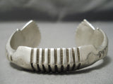 Thick And Heavy!! Vintage Native American Navajo Hand Tooled Sterling Silver Bracelet-Nativo Arts