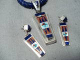 Native American Important Pat Edaaki Lapis Turquoise Sterling Silver Inlay Necklace-Nativo Arts