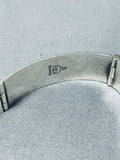 Rare White Hogan Vintage Native American Navajo Sterling Silver Etched Clasp Bracelet-Nativo Arts