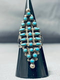 Fantastic Vintage Native American Zuni Blue Gem Turquoise Sterling Silver Ring-Nativo Arts