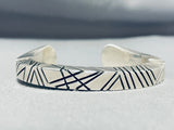 Thick All Sides Carved Vintage Native American Navajo Sterling Silver Bracelet-Nativo Arts