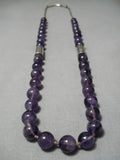 Native American One Of The Best Vintage Santo Domingo Amethyst Sterling Silver Tubule Necklace-Nativo Arts