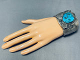 Monster Museum Vintage Native American Navajo Old Morenci Turquoise Sterling Silver Bracelet-Nativo Arts