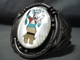 One Of The Heaviest Vintage Native American Navajo Turquoise Kachina Sterling Silver Bracelet-Nativo Arts