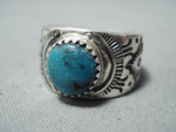 Astonishing Native American Navajo Blue Diamond Turquoise Sterling Silver Ring-Nativo Arts