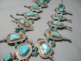 Authentic Vintage Native American Navajo Chunk Turquoise Sterling Silver Squash Blossom Necklace-Nativo Arts