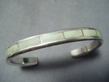 Gorgeous Zuni Gaspeite Sterling Silver Bracelet Native American-Nativo Arts