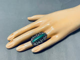 Spectacular Vintage Native American Navajo Malachite Sterling Silver Ring-Nativo Arts