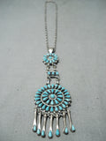Juan Martinez Vintage Native American Zuni Sleeping Turquoise Sterling Silver Necklace Old-Nativo Arts