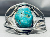 Very Unique Twisting Silver Vintage Native American Navajo Turquoise Sterling Bracelet-Nativo Arts