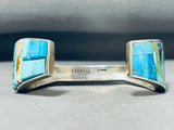 One Of The Most Unique Ever Native American Navajo Turquoise Inlay Sterling Silver Bracelet-Nativo Arts