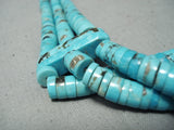 One Of The Best Vintage Native American Navajo Turquoise Heishi Sterling Silver Necklace Old-Nativo Arts