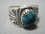 Important Female Artist Native American Navajo Turquoise Sterling Silver Ring-Nativo Arts