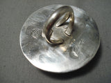 One Of The Biggest Native American Navajo Sterling Silver Button Ring-Nativo Arts