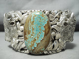 300 Gram Monster Native American #8 Turquoise Sterling Silver Buffalo Bracelet-Nativo Arts