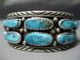 Huge Vintage Native American Navajo Chunky Turquoise Sterling Silver Bracelet Old-Nativo Arts