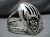 Exquisite Mama And Cub Vintage Native American Navajo Sterling Silver Turquoise Bracelet-Nativo Arts