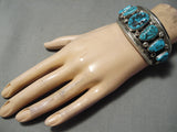 Native American Heavy Thick Sterling Silver Shell Bead Turquoise Bracelet Old Pawn-Nativo Arts