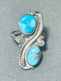 Very Rare Easter Blue Turquoise Vintage Native American Navajo Sterling Silver Ring-Nativo Arts