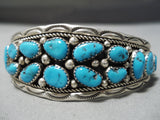 Irv Chee Vintage Native American Navajo Deep Blue Turquoise Sterling Silver Bracelet-Nativo Arts