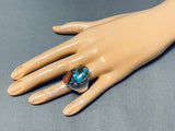 Important Heavy Tso Family Vintage Native American Navajo Bisbee Turquoise Sterling Silver Ring-Nativo Arts