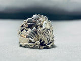 Distinctive Native American Navajo Sterling Silver Horse Gigantic Ring-Nativo Arts