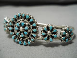 Rare Zuni Native American Vintage Sterling Silver Turquoise Bracelet Old-Nativo Arts