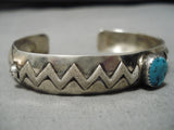 Magnificent Vintage Native American Navajo Sb Turquoise Sterling Silver Bracelet Old-Nativo Arts