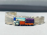 One Of Best Vintage Native American Navajo Dave Tune Turquoise Inlay Sterling Silver Bracelet-Nativo Arts