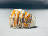 Excellent Native American Navajo Spiny Oyster Sterling Silver Ring-Nativo Arts
