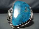 Monumental Native American Navajo Kingman Turquoise Sterling Silver Bracelet-Nativo Arts