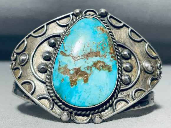 Museum Quality Early Vintage Native American Navajo Turquoise Sterling Silver Bracelet-Nativo Arts