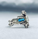 Larry Begay Vintage Native American Navajo Old Kingman Turquoise Sterling Silver Ring-Nativo Arts