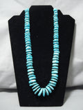 Exceptional Vintage Native American Navajo Thick Turquoise Sterling Silver Necklace-Nativo Arts