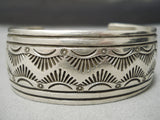 Hand Wrought Vintage Native American Navajo Sterling Silver Bracelet Old-Nativo Arts