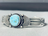 Exceptional Native American Navajo Kingman Turquoise Sterling Silver Bracelet G.hale-Nativo Arts