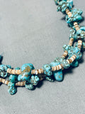 Magnificent Vintage Native American Navajo Kingman Turquoise Sterling Silver Necklace-Nativo Arts